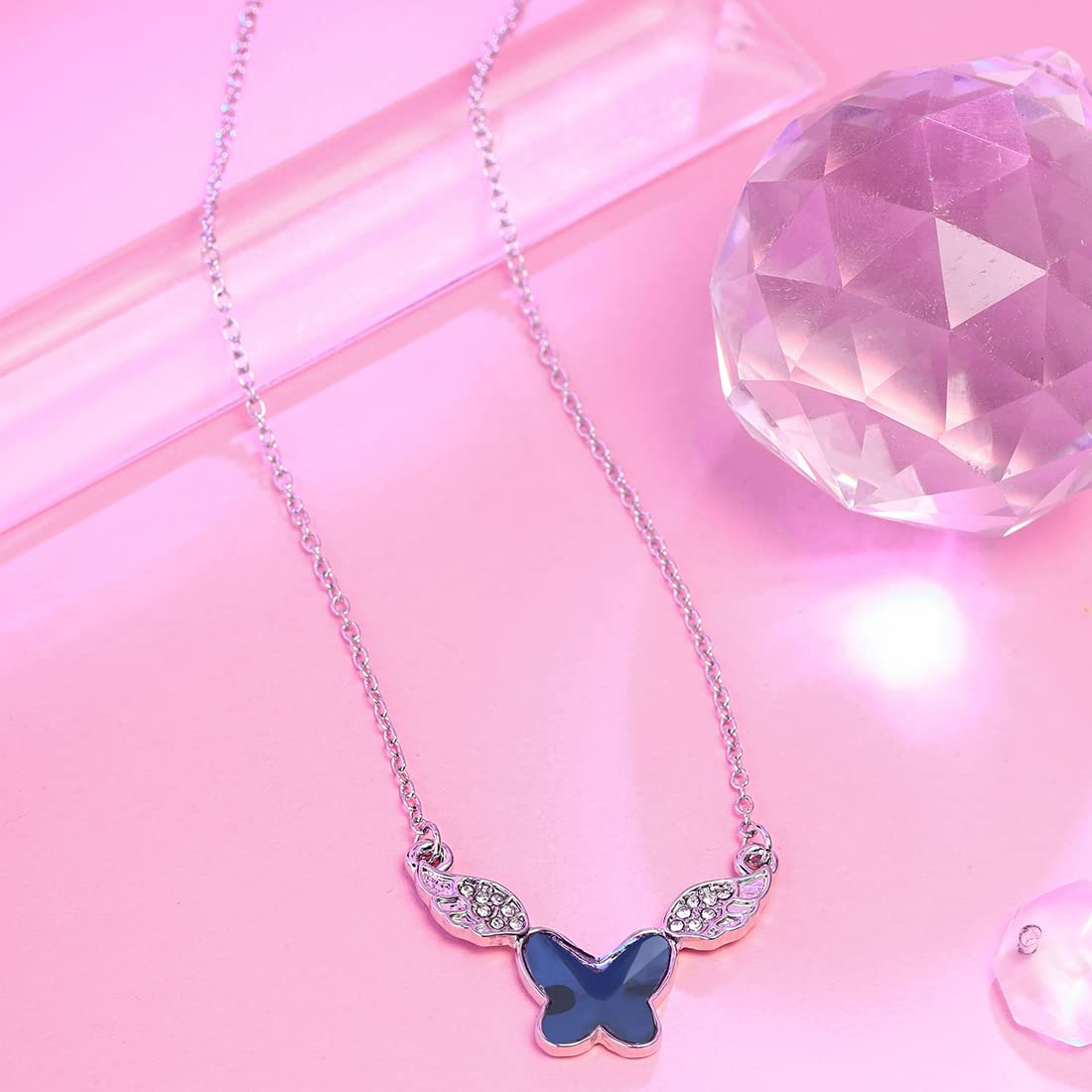 Butterfly Crystal Pendant Necklace for Women